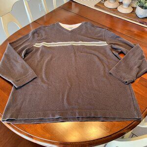 Vintage Method Shirt Size XXL Gray Stripe V Neck Long Sleeve Skate Grunge Y2K